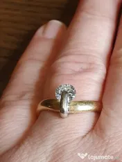 Inel Solitaire unicat extravagant aur masiv 18k cu diamant natural urias 0,85ct