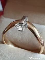 Inel Solitaire unicat extravagant aur masiv 18k cu diamant natural urias 0,85ct
