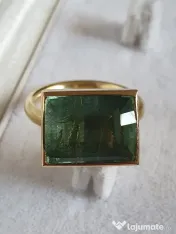 Inel unicat goldsmith arhitectural aur solid 18k cu smarald natural urias 8ct 