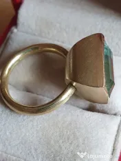 Inel unicat goldsmith arhitectural aur solid 18k cu smarald natural urias 8ct 