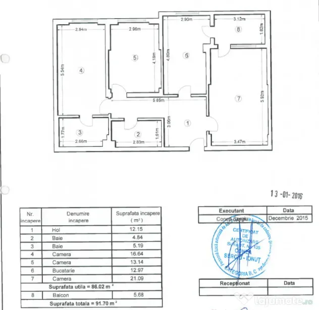 Vand apartament 3 camere, 91.7 mp utili, Cartieru Latin, Bragadiru - Bragadiru (Bucuresti-Ilfov)