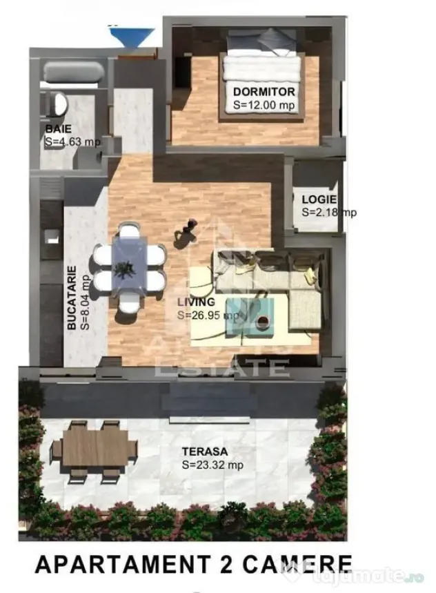 Apartament cu 2 camere, curte proprie, ZonaTorontalului - Timisoara (Timis)