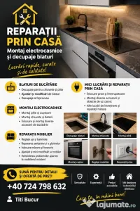 Reparații prin casă, montaj electrocasnice și decupaje blaturi