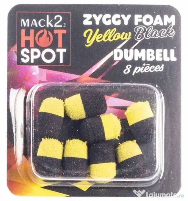 MACK2 POP-UP ARTIFICIAL MACK2 ZIGGY FOAM DUMBELL TWO TONE, 8buc Galben-Negru