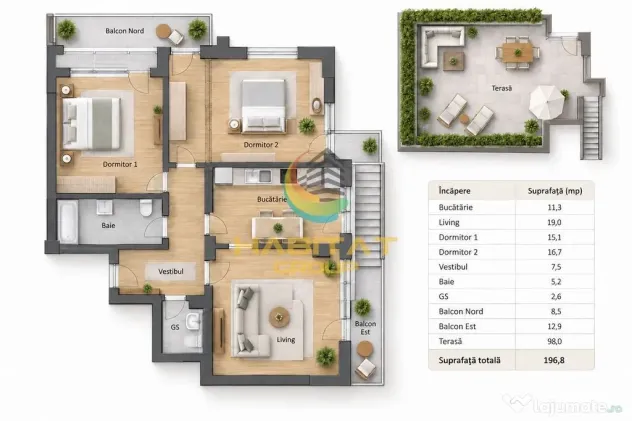 Apartament 3 camere cu terasa - zona Pallady - Bucuresti (Bucuresti-Ilfov)