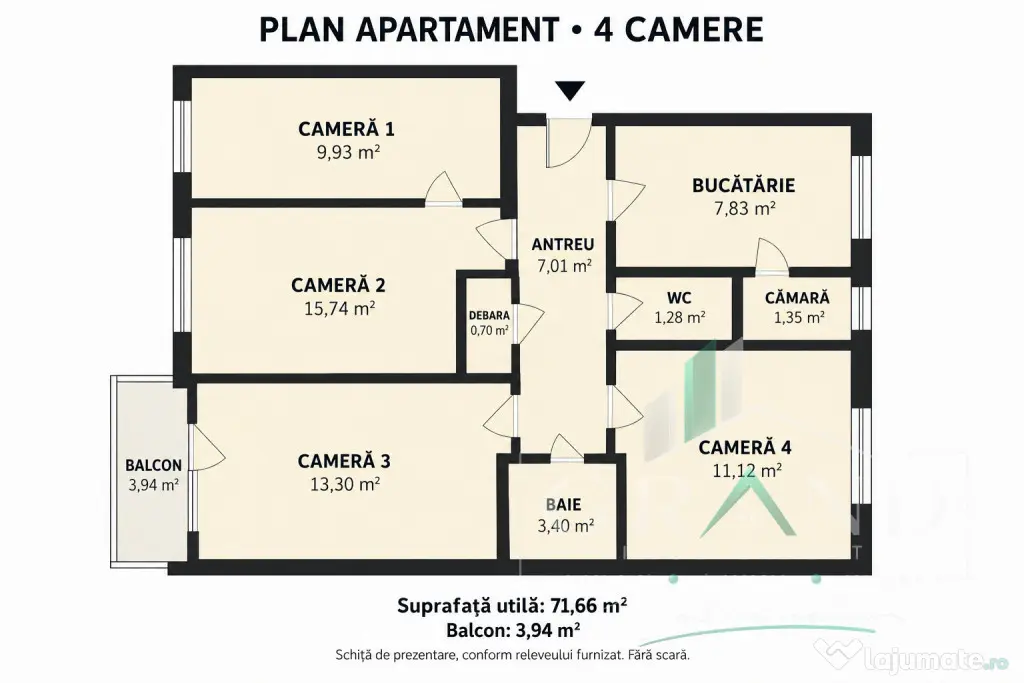 Ap 4 camere | 2 băi | Balcon | Grigorescu-Eremia Grigorescu - Cluj-Napoca (Cluj)