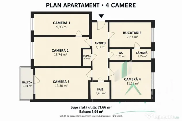 Ap 4 camere | 2 băi | Balcon | Grigorescu-Eremia Grigorescu - Cluj-Napoca (Cluj)