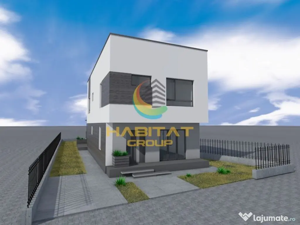 Vilă cubistă P+1, master bedroom cu dressing și baie, teren generos - Berceni (Bucuresti-Ilfov)