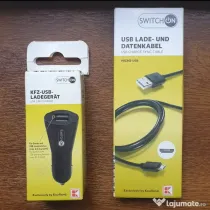 Încărcător auto USB + cablu Micro-USB