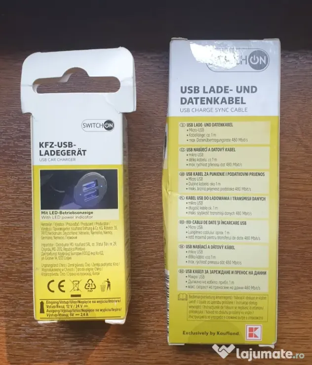 Încărcător auto USB + cablu Micro-USB
