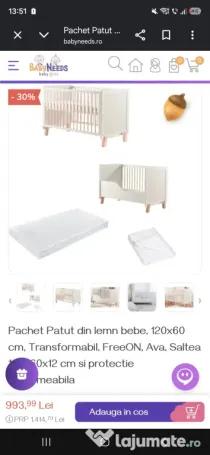 Pătuț bebe transformabil pat