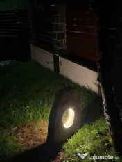 Lampa Gradina Piatra Naturala cu Inel LED - Piatra Luminoasa Exterior 