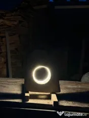 Lampa Gradina Piatra Naturala cu Inel LED - Piatra Luminoasa Exterior 