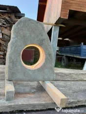Lampa Gradina Piatra Naturala cu Inel LED - Piatra Luminoasa Exterior 