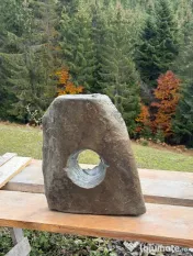 Lampa Gradina Piatra Naturala cu Inel LED - Piatra Luminoasa Exterior 