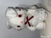Geantă de umăr plușată model iepuraș cu baretă din perle, stil Kawaii (Nouă) 