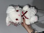 Geantă de umăr plușată model iepuraș cu baretă din perle, stil Kawaii (Nouă) 