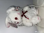 Geantă de umăr plușată model iepuraș cu baretă din perle, stil Kawaii (Nouă) 