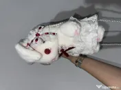 Geantă de umăr plușată model iepuraș cu baretă din perle, stil Kawaii (Nouă) 