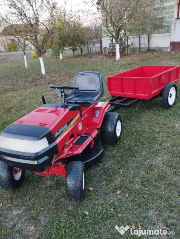 Tractoras gazon marca Muray 12,5 Cp cu remorca tabla 500 Kg