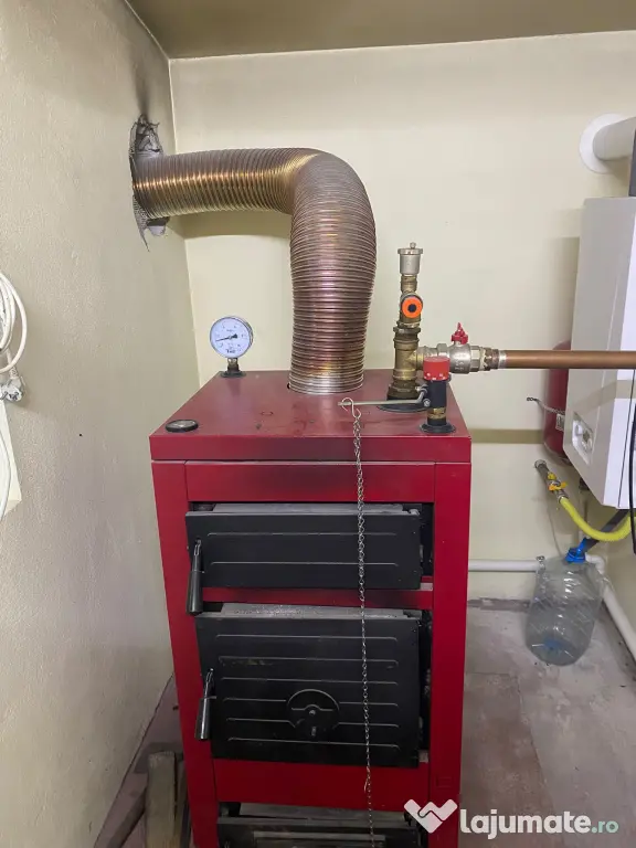 Centrala pe lemne 25 kw+cos exterior si interior+ stalp sustinere