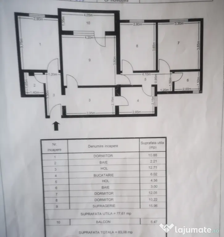 Apartament 4 camere,etaj 4,Tulcea,Vest – mobilat,balcon cu vedere superbă