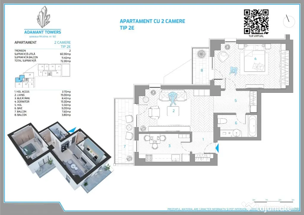 Apartament 2 camere |72.3mp | FINALIZAT - INTABULAT - Iasi - Iasi (Iasi)