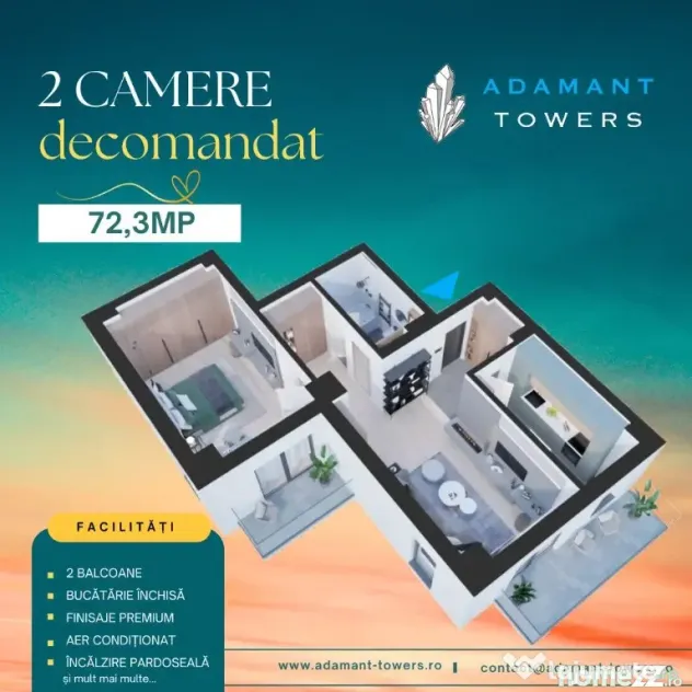 Apartament 2 camere |72.3mp | FINALIZAT - Sos. Nicolina - Iasi