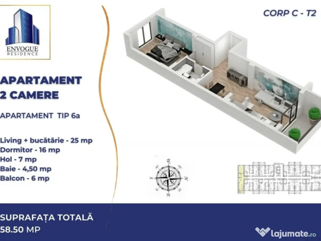 EnVogue Residence 2Camere tip Studio 58,5 mp Super Generos Iuliu Maniu
