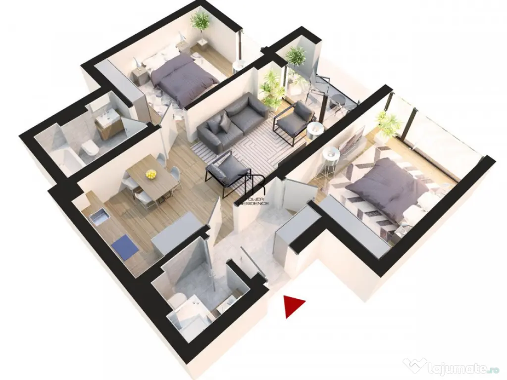 NOU Apartament 3 Camere Incalzire in Pardoseala Ansamblu Nou