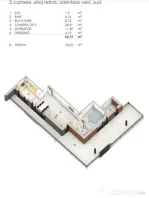Apartament de 2 camere, 57mp, terasa 76mp, parcare, zona Den