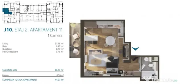 Revanzare,Apartament o camera, 39 mp, etaj 1, Bloc premium,