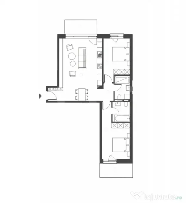 Comision 0 ! Apartament 3 camere 2 Bai, 2 Terase, Semicentra