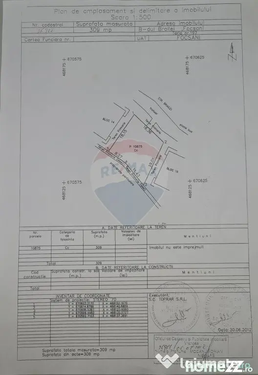 Teren 309mp Focsani / Bulevardul Brailei
