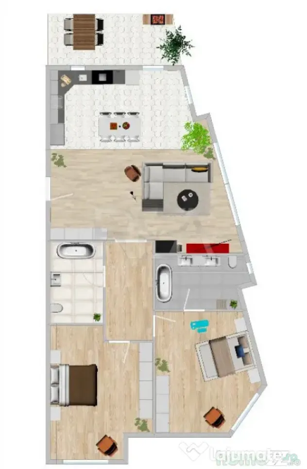 Apartament 2 camere bloc tip Boutique la 5 minute de Uniri