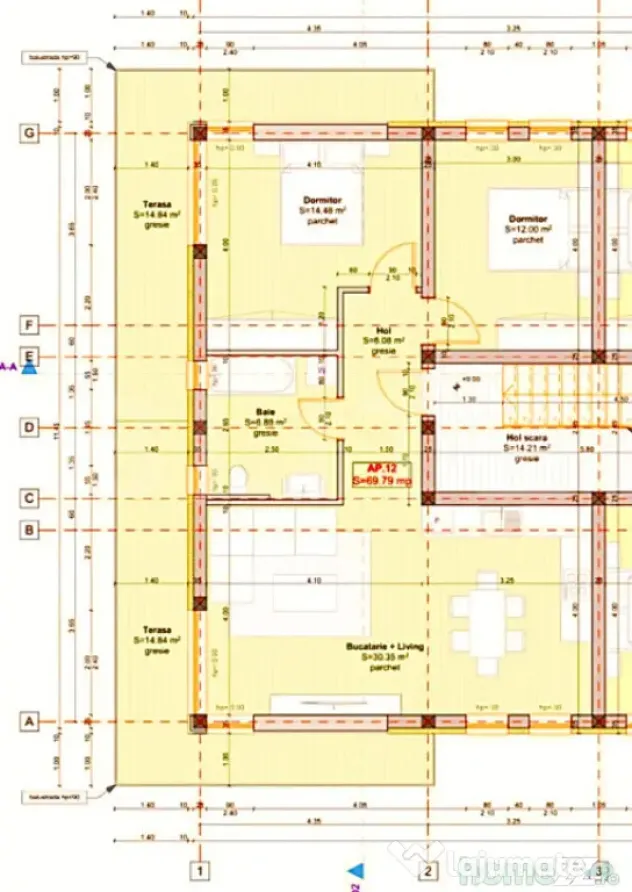 Apartament cu 3 camere, 70 mp utili + Terasa 30 mp, Giroc