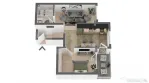 Apartament semifinisat, cu 2 camere, 44mp, balcon, in Apahid