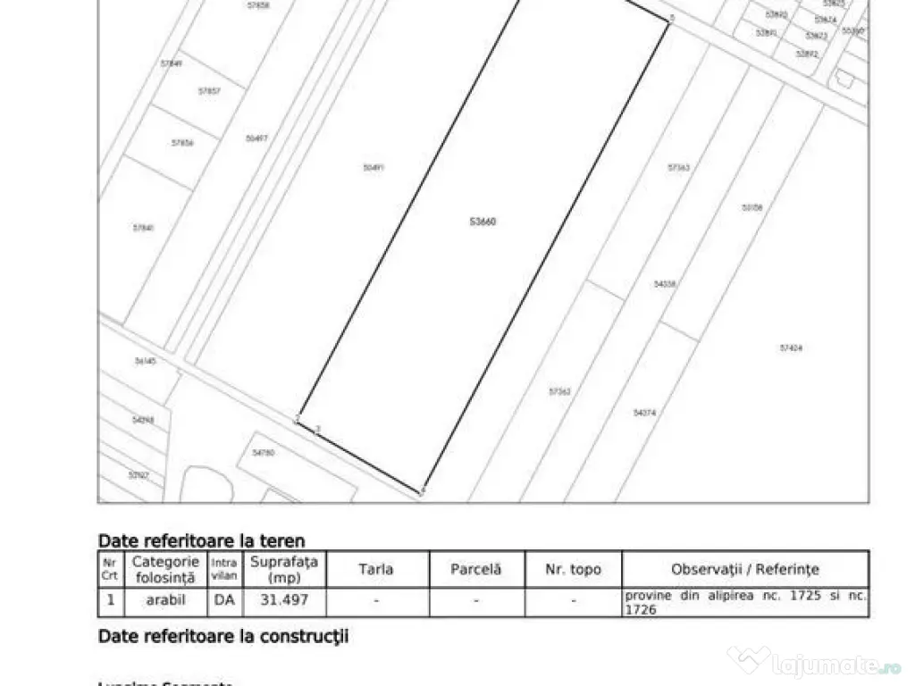 Teren intravilan 31497 mp - Chitila zona industriala de hale