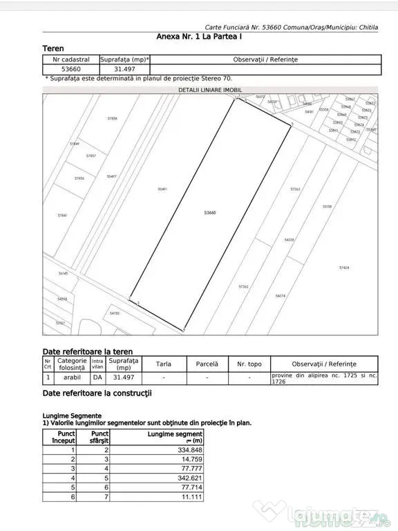 Teren intravilan 31497 mp - Chitila zona industriala de hale