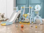 Ansamblu de joaca Kinderplay Astronaut, 5 in 1, tobogan, leagan, Blue
