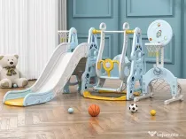 Ansamblu de joaca Kinderplay Astronaut, 5 in 1, tobogan, leagan, Blue