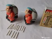 Set Pereche Mini-Pufăitori Vintage (5,5 cm) + 18 Bețișoare-Ţigară Albe 