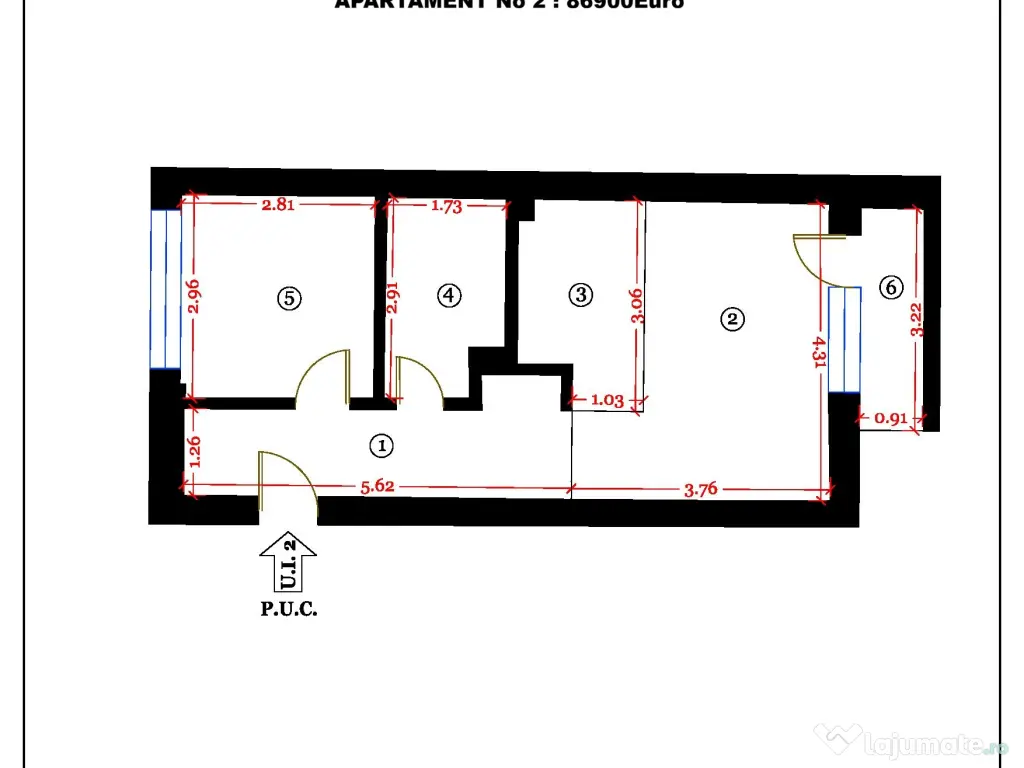 PREDEAL-Proprietar apartament 2 camere 2023,bucataria mobilata,vedere partie