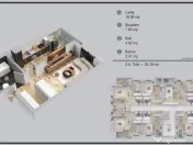 Garsoniera in zona Militari Residence finalizare aprilie ... 