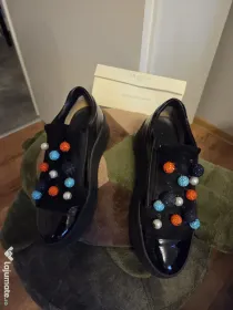 Pantofi MUSETTE balerini 37 Negri Piele Naturala Eleganti Cutia lor cu dustbag