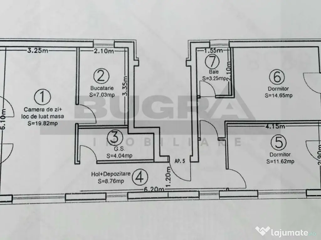 Apartament 3 camere 69 mp, parcare, 2 balcoane, Borhanci