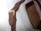 Borseta barbat piele naturala bivol vaca vita geanta medie 29cm Italy,Poze reale 