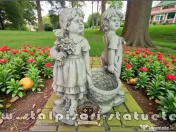 Statuetă copii cu coșuleț, gri antichizat, model J2. 