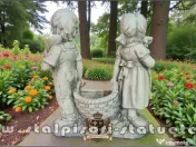 Statuetă copii cu coșuleț, gri antichizat, model J2. 