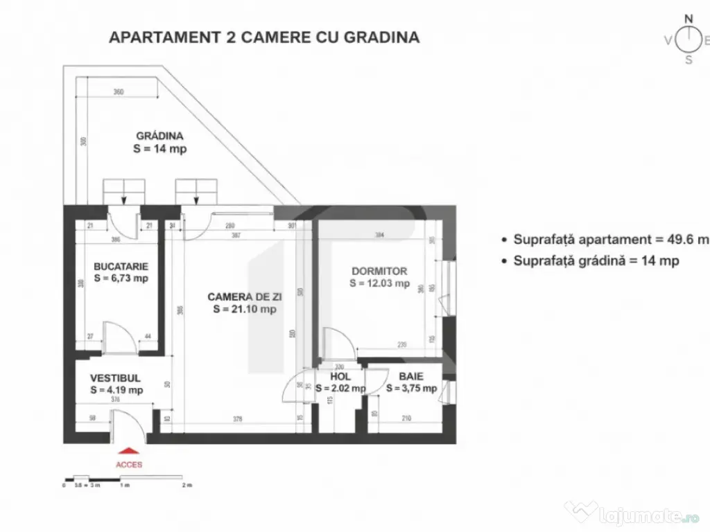 Apartament 2 camere Parter cu gradina - Greenfield Residence